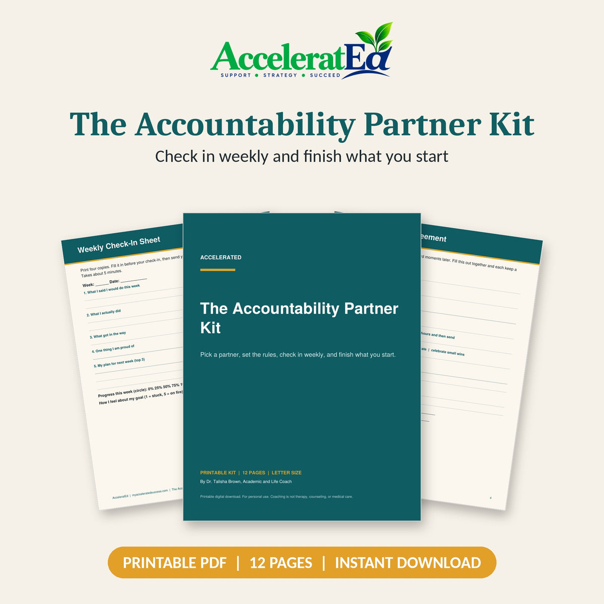 The Accountability Partner Kit | Printable 30-Day Goal Check-In System