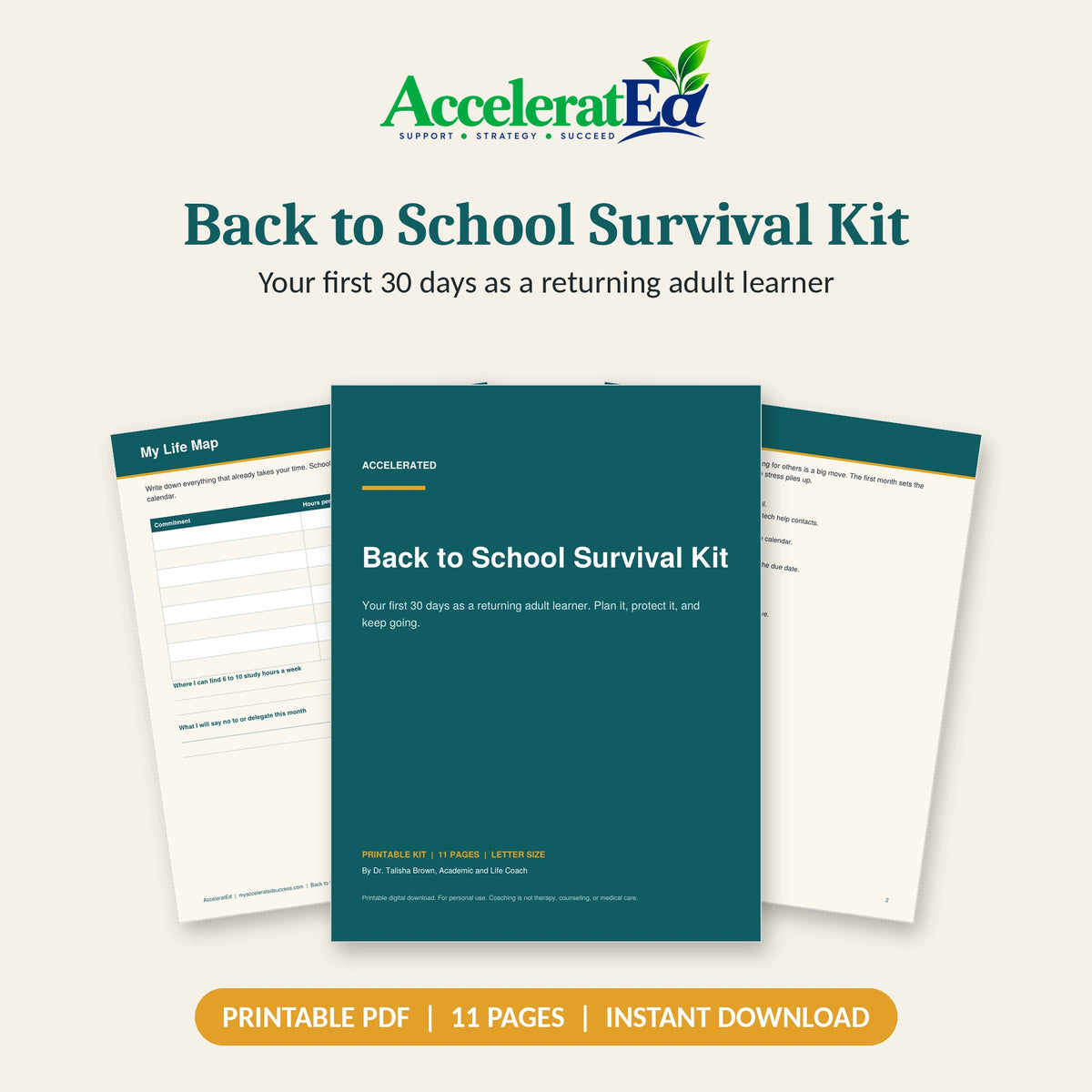 Back to School Survival Kit | Printable First 30 Days Planner for Adult Learners